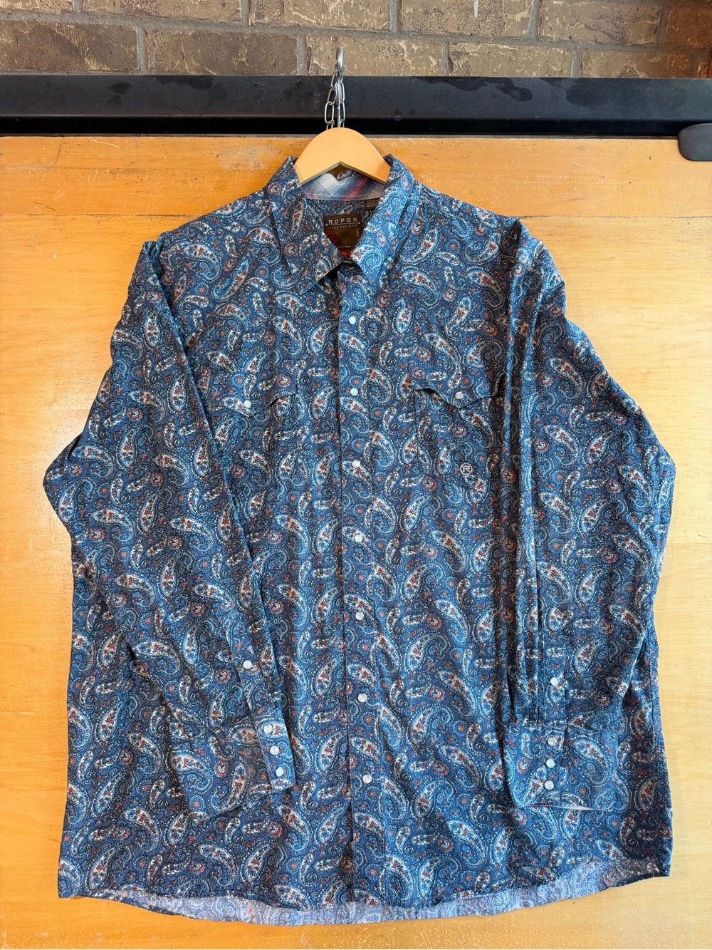 Roper Navy Paisley Long-Sleeve Button-Down Shirt